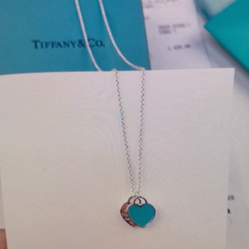 Tiffany & Co Silver and Blue Heart Pendant Necklace